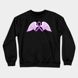 Purple/Pink Awareness Ribbon with Angel Wings 2 Crewneck Sweatshirt